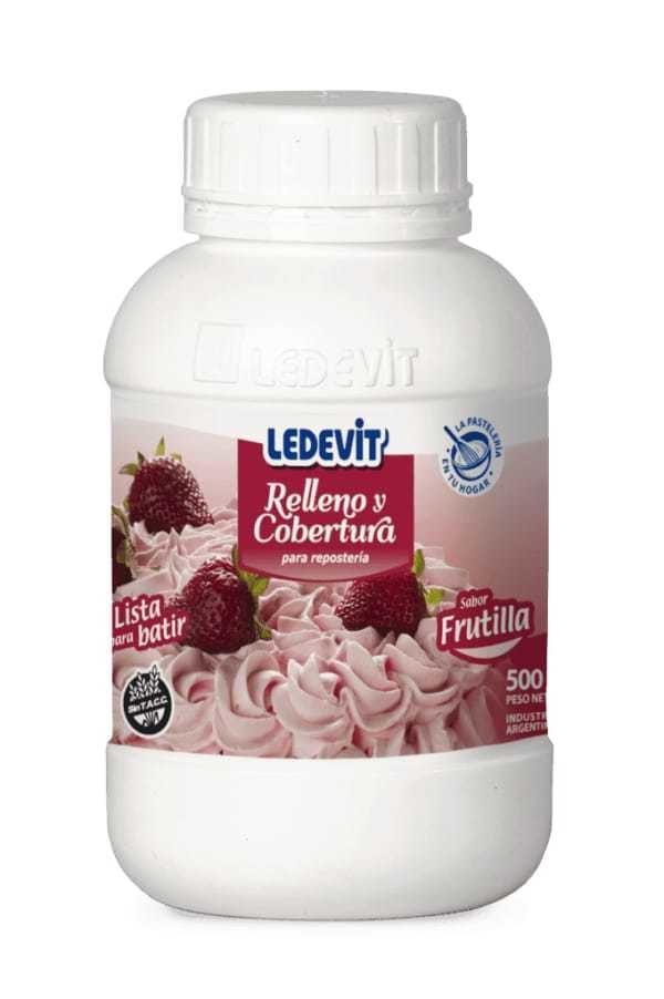 RELLENO Y COBERTURA SABOR FRUTILLA X500ML LEDEVIT