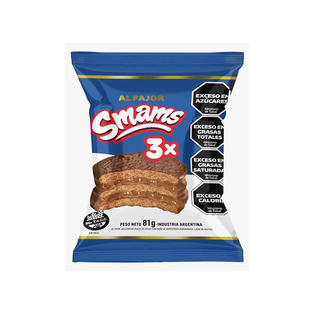 ALFAJOR TRIPLE DDL BAÑADO CHOCO 12U 81GR SMAMS