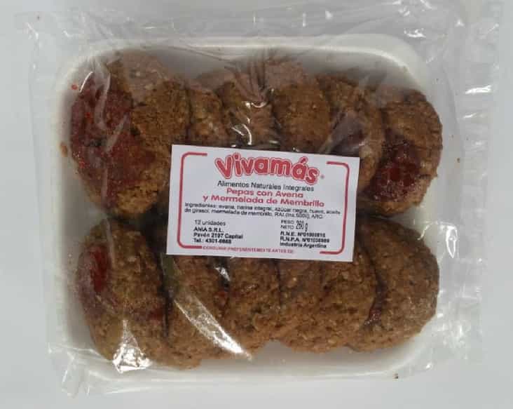 PEPAS DE AVENA Y MEMBRILLO BANDEJA X12 VIVAMAS