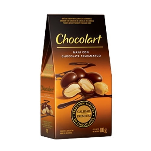MANI CON CHOCO SEMIAMARGO 100GR BOLSITA CHOCOLART