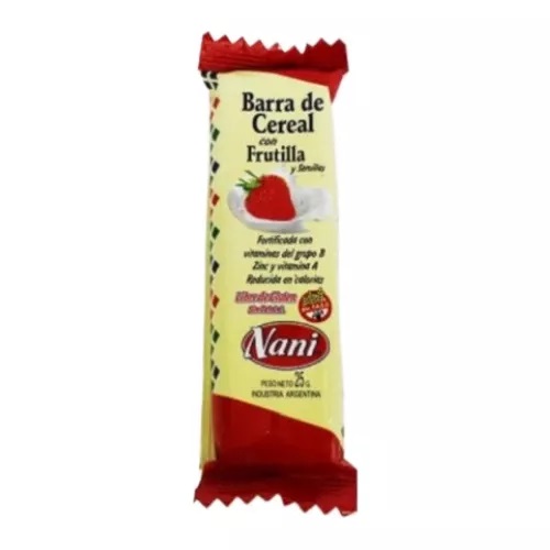 BARRA DE CEREAL FRUTILLA NANI X16UNID