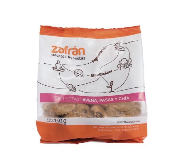GALLETITAS AVENA. PASAS Y CHIA  X 150G ZAFRAN