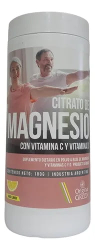 CITRATO DE MAGNESIO + VITAMINAS POLVO 180GR LIMON ORIGINAL GREEN