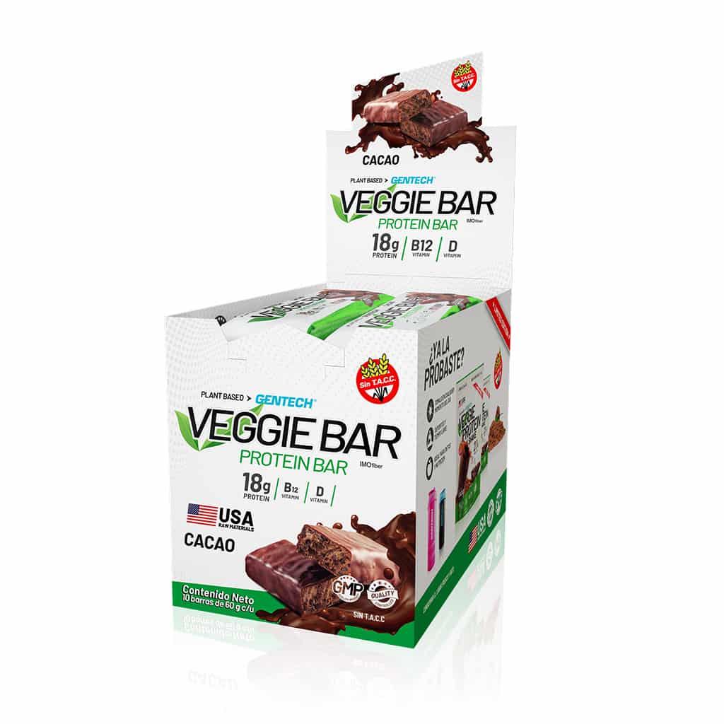 BARRA VEGGIE PROTEIN BAR CACAO X10U. GENTECH