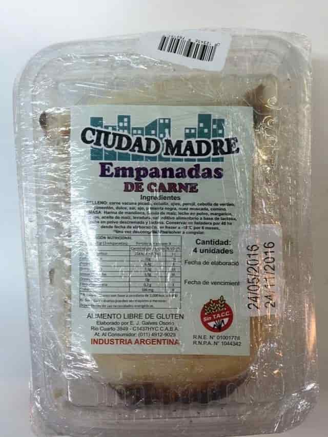 EMPANADAS DE CARNE X4 SIN TACC CIUDAD MADRE