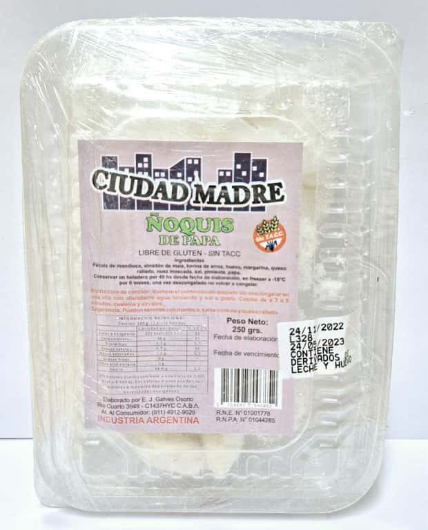 ÑOQUIS DE RICOTA 250GR SIN TACC CIUDAD MADRE