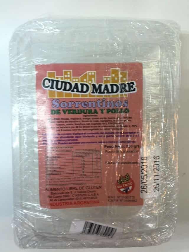 SORRENTINOS DE POLLO Y VERDURAS 250GR SIN TACC CIUDAD MADRE