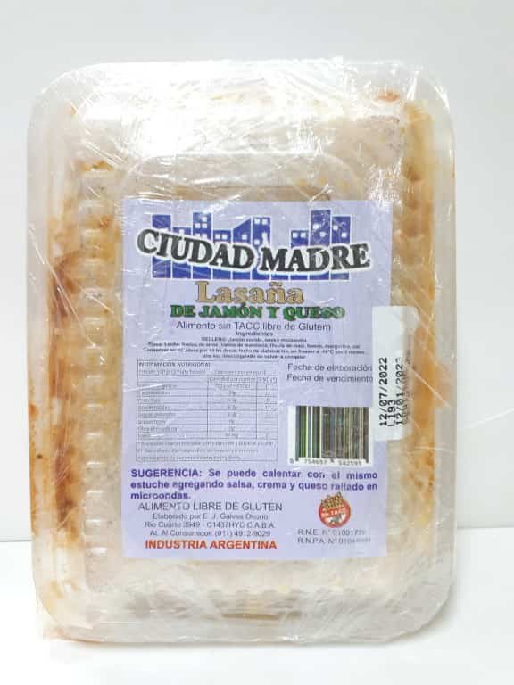 LASAÑA DE JAMON SIN TACC INDIVIDUAL CIUDAD MADRE