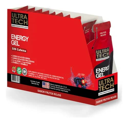 ENERGY GEL AMINO FRUTOS ROJOS SIN CAFEINA 12U ULTRA TECH