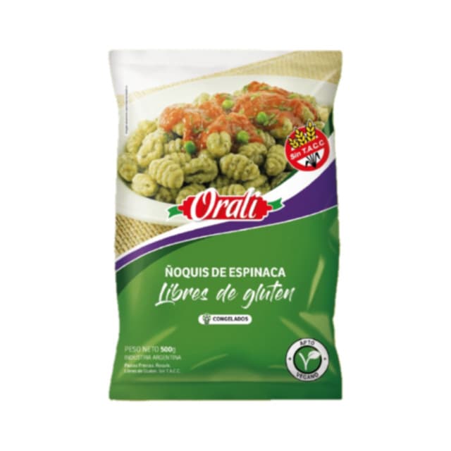 ÑOQUIS DE ESPINACA LIBRE DE GLUTEN SIN TAC 500G ORALI