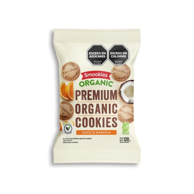 COOKIES ORGANICAS Y VEGANAS COCO Y NARANJA X120G SMOOKIES