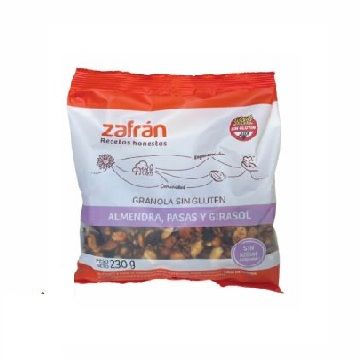 GRANOLA SIN GLUTEN S/A ALMENDRA, PASAS Y GIRASOL X230G ZAFRAN