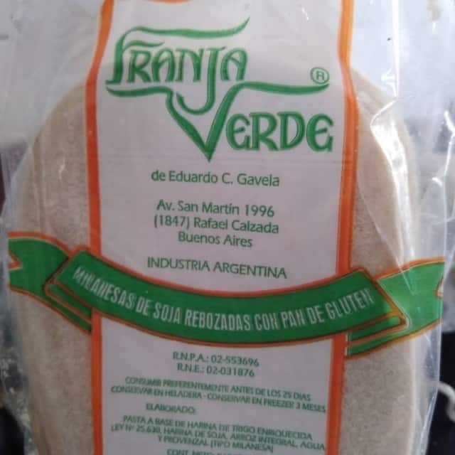 MILANESAS DE SOJA REBOZADAS X5UNID FRANJA VERDE
