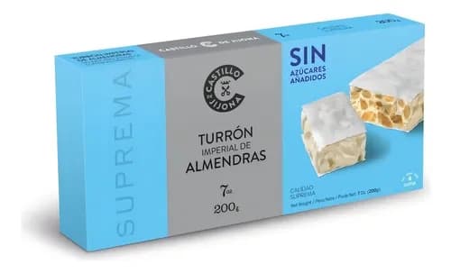 TURRON IMPERIAL ALMENDRAS SIN AZUCAR 200GR CASTILLO DE JIJONA