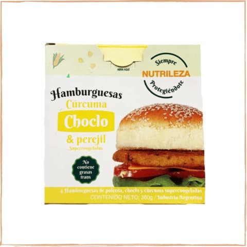 HAMBURGUESAS CURCUMA CHOCLO Y PEREJIL X4UNID NUTRILEZA