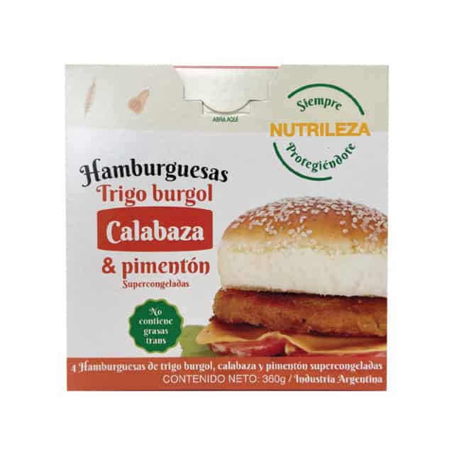 HAMBURGUESAS TRIGO BURGOL CALABAZA Y PIMENTON X4UNID NUTRILEZA