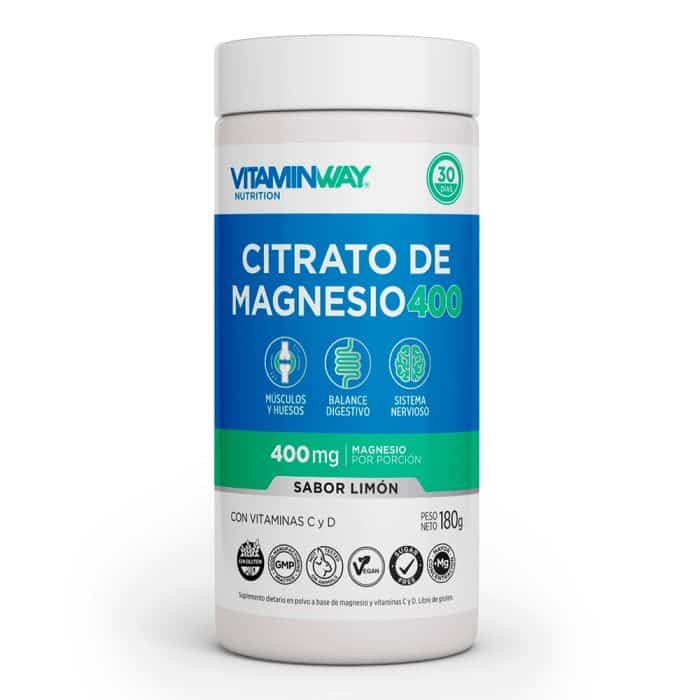 **PROMO JULIO 30%** CITRATO DE MAGNESIO 400  X 180G SABOR LIMON VITAMIN WAY