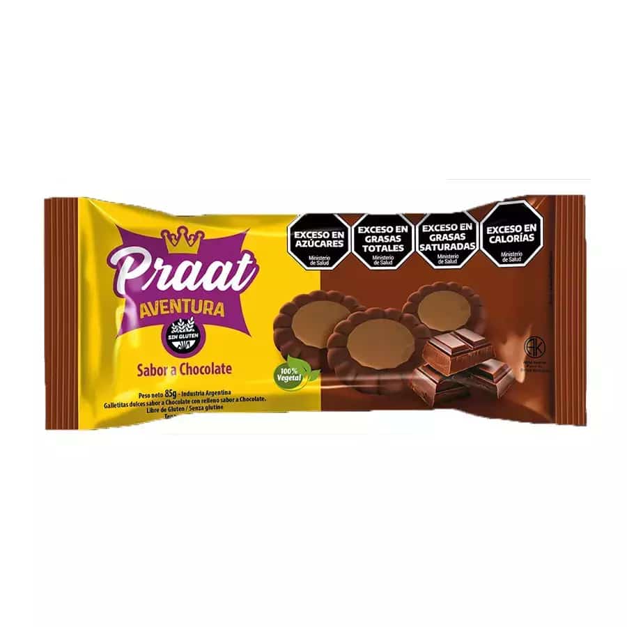 GALLETITAS AVENTURA SABOR CHOCO X85G LIBRE DE GLUTEN PRAAT