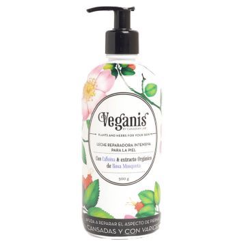 LECHE REPARADORA INTENSIVA CAFEINA Y ROSA MOSQUETA X500GR VEGANIS