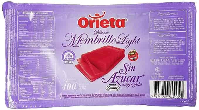DULCE MEMBRILLO S/AZUCAR X400G ORIETA