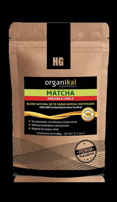 MATCHA EN POLVO MANZANA Y CANELA X 50GR ORGANIKAL SUPERFOODS