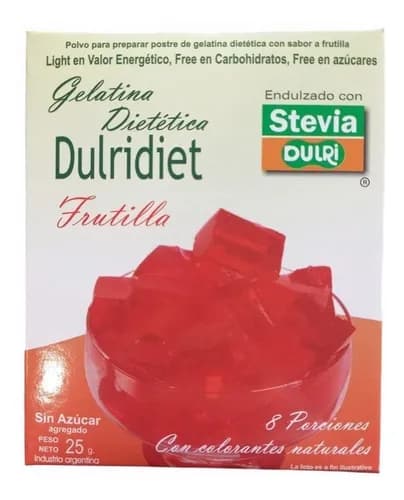 GELATINA FRUTILLA CON STEVIA X 25 GRAMOS DULRI