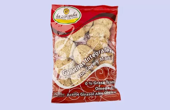 GALLETAS INTEG C/AZUCAR COCO Y MANI 200GR LA ZARANDA