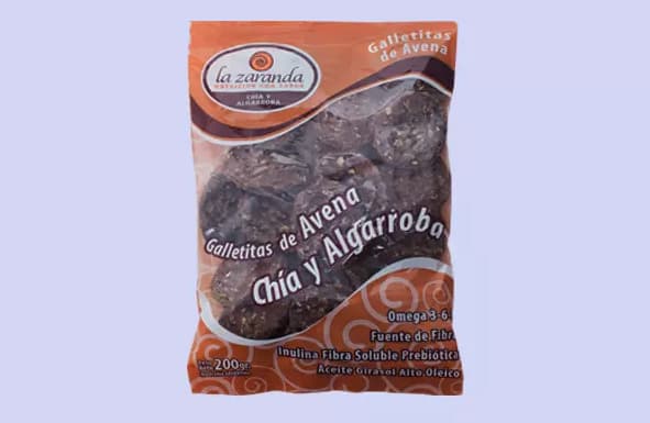 GALLETAS INTEG C/AZUCAR AVENA, CHIA Y ALGARROBA 200GR LA ZARANDA