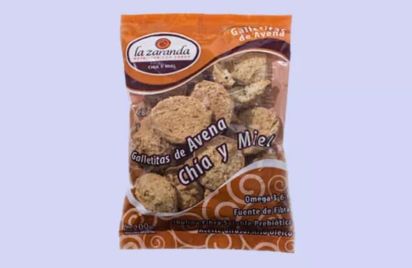 GALLETAS INTEG C/AZUCAR AVENA, CHIA Y MIEL 200GR LA ZARANDA