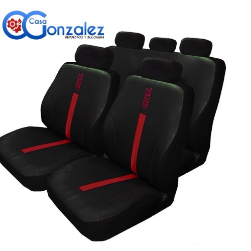 FUNDAS UNIVERSALES AUTO ECO CUERO QKL NEGRO/ROJO