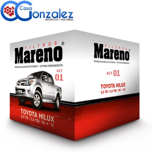 KIT01-MARENO KIT TOYOTA HILUX 2,5TD / 3.0TDI 2015 AIRE,  ACEITE, COMBUSTIBL