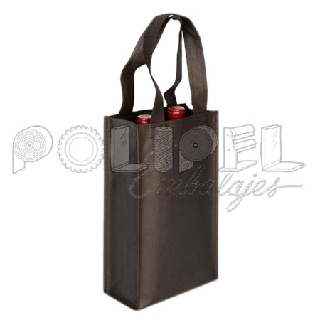 Bolsa TELA 2 botellas 22,5x45 neg/beige lisa_