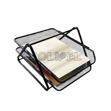 Bandeja papelera doble malla metálica 2 pisos